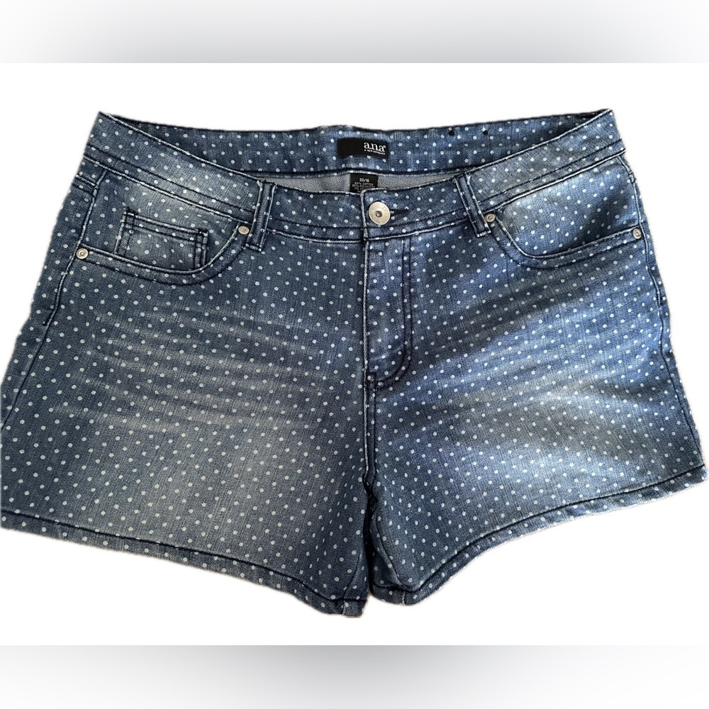 Blue Polka Dot Denim Shorts